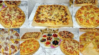 بيتزا🍕 4 اشكال بالكفتة و صوصيص  و الطون و لادن فيمي حسن من لي كنشريو من المطاعم ايضا ميني تارتوليت😊