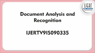 Document Analysis and Recognition