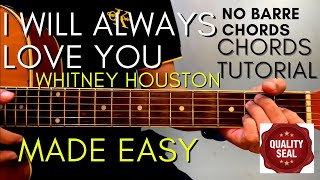 Whitney Houston - I Will Always Love You Chords (Guitar Tutorial) for Acoustic Cover