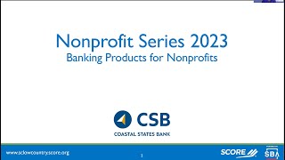 Banking Products for Nonprofits - Nonprofit Series 2023