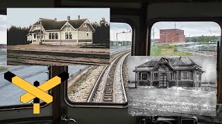 Old railway stations from Kemi to Keminmaa. Journey in the cabin of the Dm7 rail bus, in Finland.