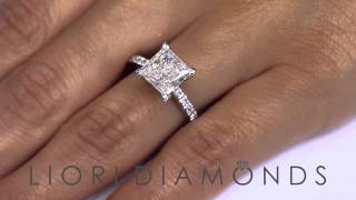 ER-SOLD-021 - 3.38 Carat D-VS1 Certified Princess Cut Diamond Engagement Ring 18k White Gold