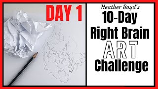 Day 1 // 10-Day Right Brain Art Challenge // Crumpled Paper Blind Contour Drawing