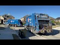 Republic Services Garbage Trucks Collecting Heavy Post Christmas Trash + Recycling