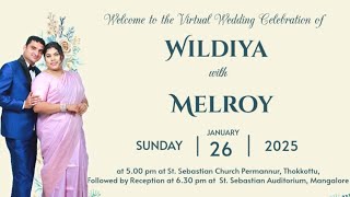 Wedding Ceremony of Wildiya with Melroy | 26.01.2025 | St. Sebastian Church, Permannur, Mangalore