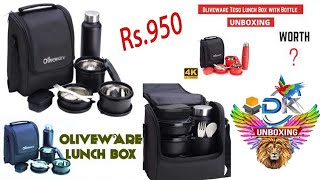 3स्टेनलेस स्टील कंटेनर Oliveware Teso Lunch Box with Bottle 3 Stainless Steel Assorted Steel Bottle