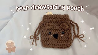 how to crochet a bear drawstring pouch | easy and cute