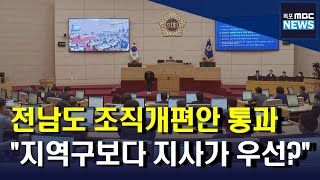 전남도 조직개편안 통과..지역구보다 지사가 우선?[목포MBC 뉴스데스크]