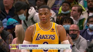Russell Westbrook Scores Most Points In A Half By A Laker Since Kobe Bryant