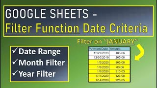 Google Sheets Filter Function Date Criteria