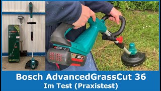 Bosch AdvancedGrassCut 36 Akku-Rasentrimmer 36V || Test (Praxistest) beim Gras schneiden