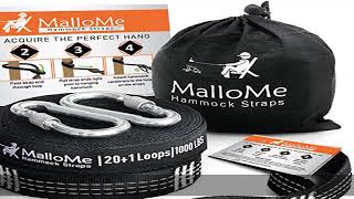 MalloMe XL Hammock Straps - Hammock Tree Straps Set 2000+ LBS Heavy Duty 24 - 40 Loops \u0026 100% No St