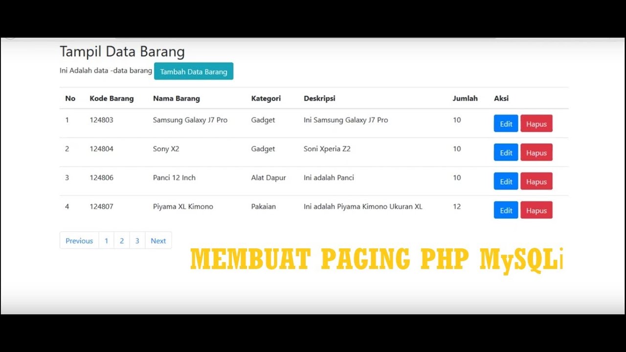 Teknik Paging Php Bootstrap Mysqli Youtube