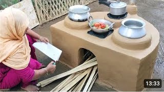 How to make Multiple 4 in 1 Clay Stove ।Village Chulha Design।Primitive Technology Mud Stove