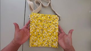 DIY FAT QUARTER SMALL TRIPLE ZIPPER CROSSBODY BAG|HOW TO MAKE A TRIPLE ZIPPER CROSSBODY BAG TUTORIAL