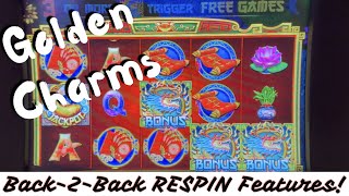 NOW we know this slot PAYS! MAX BET Golden Charms WIN!☯ 3 RESPIN features! #casino #slots @HarrahsAZ