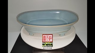 北宋汝窑天青釉蟹爪纹片水仙盆长24厘米高6.5厘米Northern Song Dynasty Ru ware narcissus basin with sky blue celadon glaze