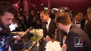 EXCLUSIVE!  Leonardo DiCaprio gets his OSCAR engraved at Governors Ball