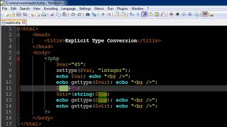 PHP & MySQL Tutorial 20 Explicit Type Conversion YouTube