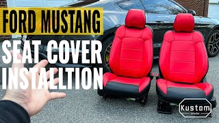 Kustom Interior | Ford Mustang Premium Custom Seat Cover installed by @DerekBaranProductions