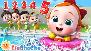 Five Little Babies Swimming in the Pool | Swimming Song | LiaChaCha Nursery Rhymes & Baby Songs