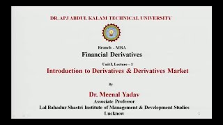Financial Derivatives | Introduction To Financial Derivatives | AKTU Digital Education