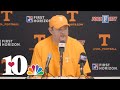 Tennessee head coach Josh Heupel speaks after victory over Kentucky