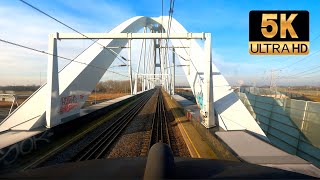 [5K] Railway bridge with longest span: Zandhazenbrug: Almere - Amsterdam CABVIEW HOLLAND 31jan 2021