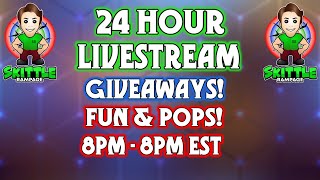 24 Hour Livestream Challenge | Funko Pops | Giveaways | Skittlerampage | Part 1