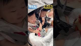 【1歳】ベビーカーの中でぬいぐるみをガジガジする双子の赤ちゃん#vlog #赤ちゃん #shorts