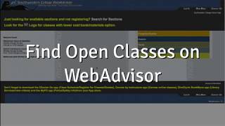 How to Find Open Classes on WebAdvisor