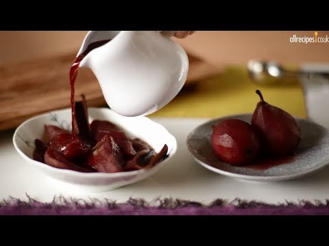 Red wine poached pears recipe video Red wine poached pears recipe video