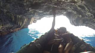 Getting out from Blue Cave at Kastellorizo