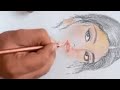 Drawing videos| how to draw girl face colour pencil drawing easy ways