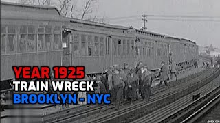 Year 1925 - Elevated train wreck in New York City