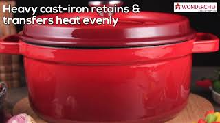 Wonderchef Ferro Cast Iron Casserole Red