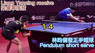 林昀儒發正手短球多難接?梁儼寧接發How hard is it to receive the Lin Yun Jun forehand short serve?Liang Yannin receive