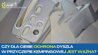 Pęknięta osłona dyszla w przyczepie kempingowej