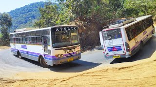 APSRTC Driving On Dangerous Ghat Turnings | Ghat Road Bus Driving | Buses In Ghat | Bus Market