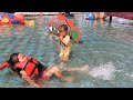 ASYIK BERENANG & MAIN AIR VLOG GEZA DAN KELUARGA  Kids playing water and slide