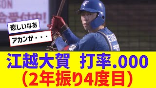 江越大賀さん .000（10打数0安打7三振）でシーズン終了【なんJ反応】