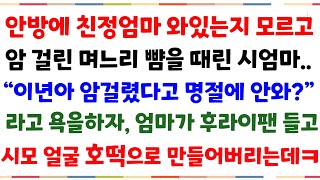 (사이다사연) 안방에 친정엄마 와있는지 모르고 명절에 시댁에 안왔다며 행패를 부리는 시모.. 그모습을 본 엄마가 두손두팔들고 참교육 시켜주는데 [신청사연][사이다썰][사연라디오]