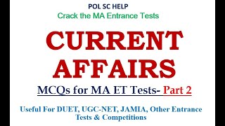 Current Affair Practice MCQs for MA Entrance Tests