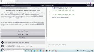 Tutorial 18 - return the sorted array without changing the original array - freecodecamp