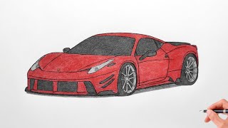 How to draw a FERRARI 458 ITALIA / drawing Ferrari 458 prior design widebody 2009 sports car