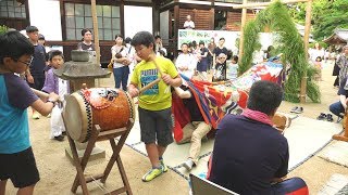 粟島神社で夏祭り開催　井手ノ上獅子組と川津小太鼓組も奉納