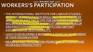 WORKER'S PARTICIPATION IN MGMT 1HRM/INDUSTRIAL RELATION