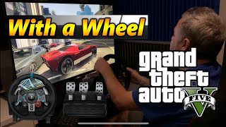 GTA V 5 - With A Wheel - Logitech G29 - Grand Theft Auto 5 - (PS5 PS4 or Xbox One) Wheel \u0026 Pedals