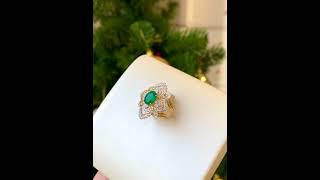 Wow~🤩1.05CT EMERALD \u0026 DIAMOND \u0026 18K GOLD RING.We can ship worldwide 🎁✈️