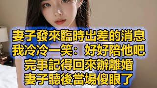 妻子發來臨時出差的消息，我冷冷一笑：好好陪他吧，完事記得回來辦離婚，妻子聽後當場傻眼了